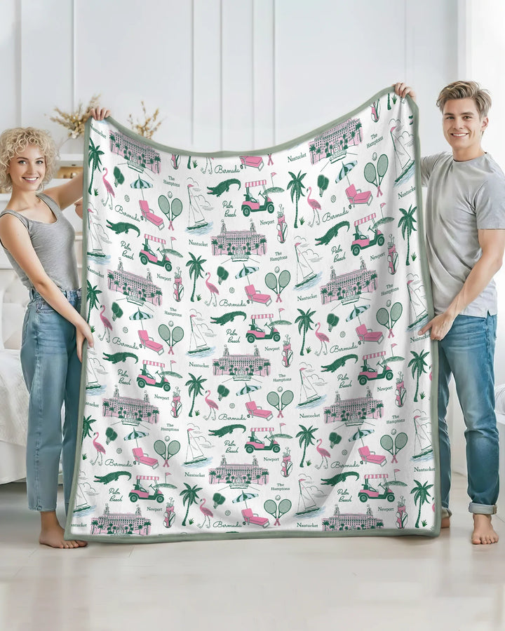 Preppy Palm Getaway Bamboo Blanket