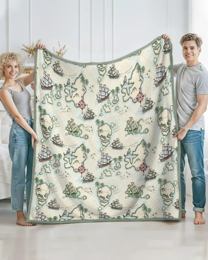 Pirate Treasure Map Quest  Bamboo Blanket