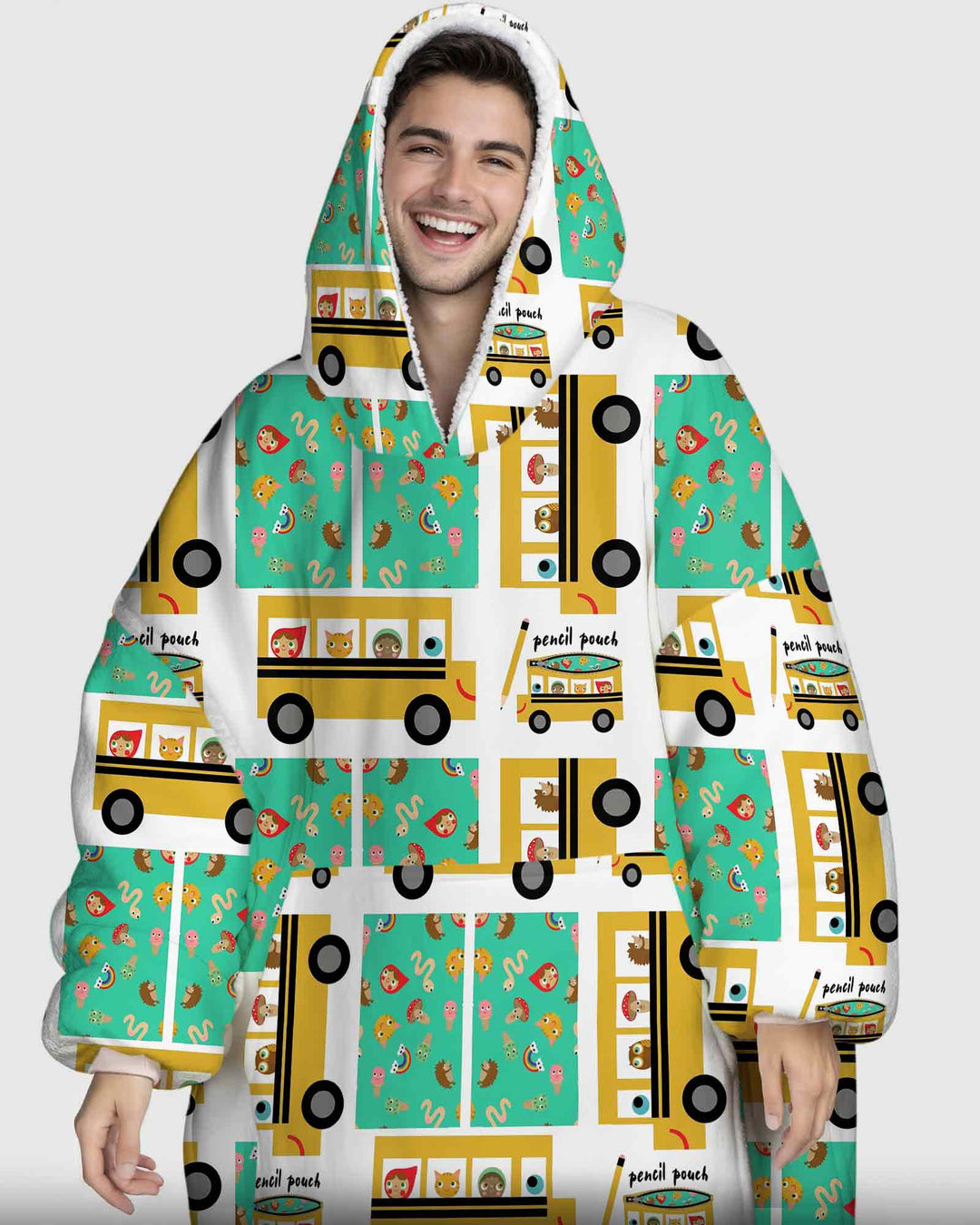 School Bus Adventures Bamboo Blanket Hoodie