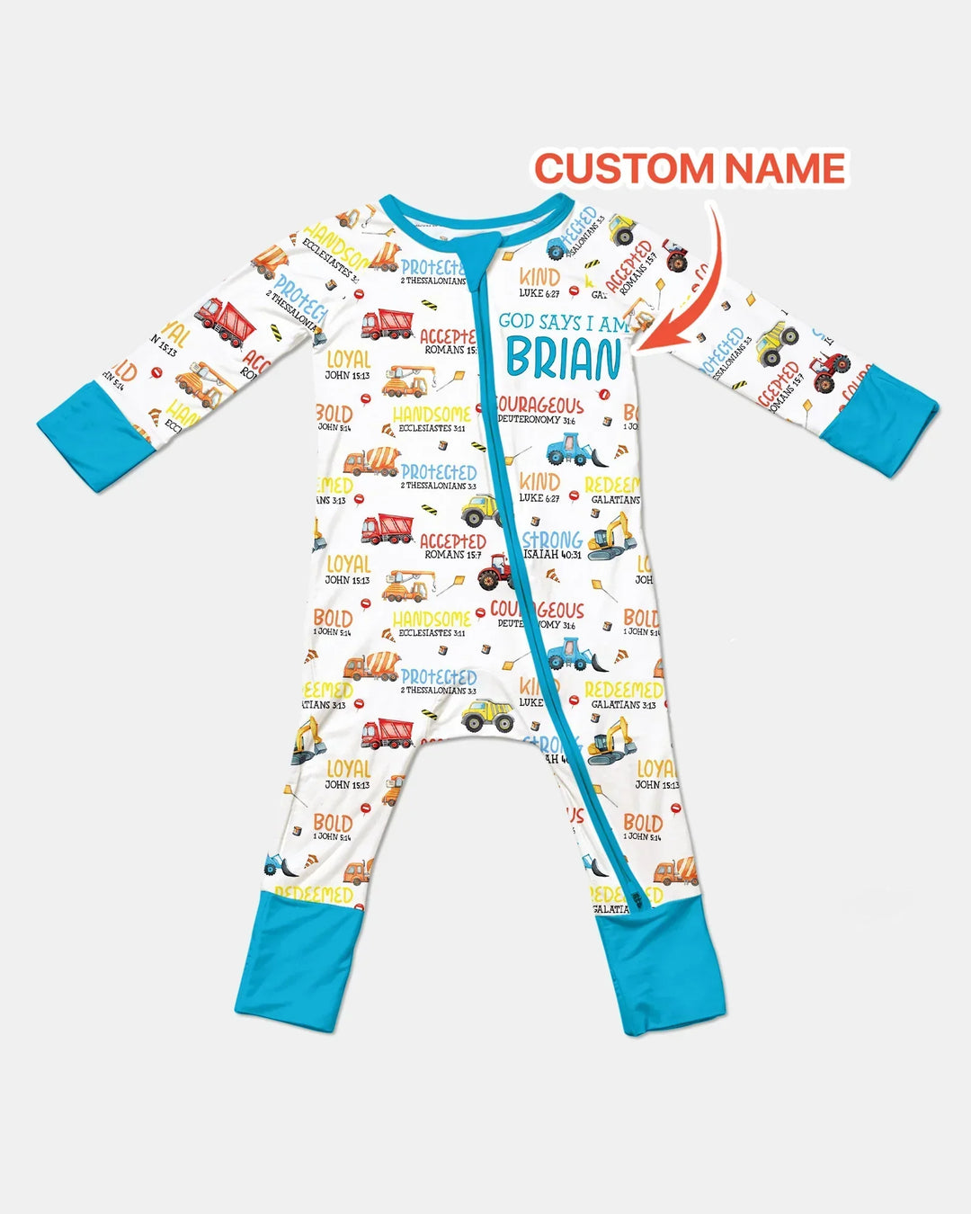 Personalized God Says I Am Little Builder Bamboo Convertible Zippy