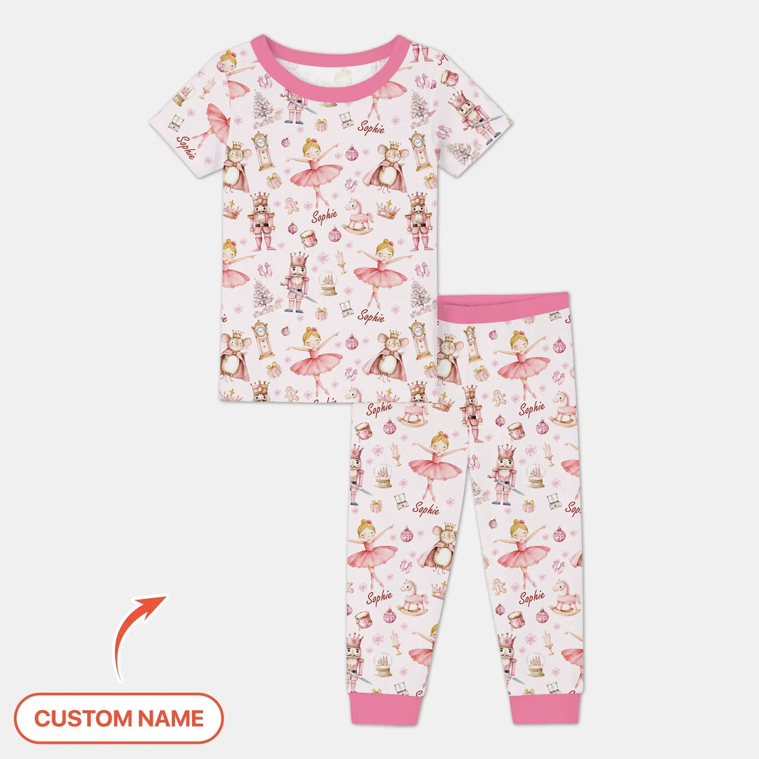 Custom Character "Ballerina Nutcracker Fairytale" Bamboo Two Piece Short Sleeve Pajama Set