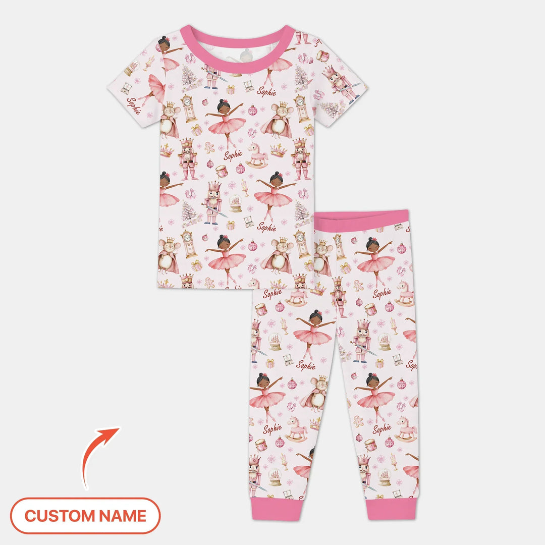 Custom Character "Ballerina Nutcracker Fairytale" Bamboo Two Piece Short Sleeve Pajama Set