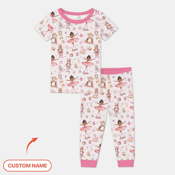 Custom Character "Ballerina Nutcracker Fairytale" Bamboo Two Piece Short Sleeve Pajama Set