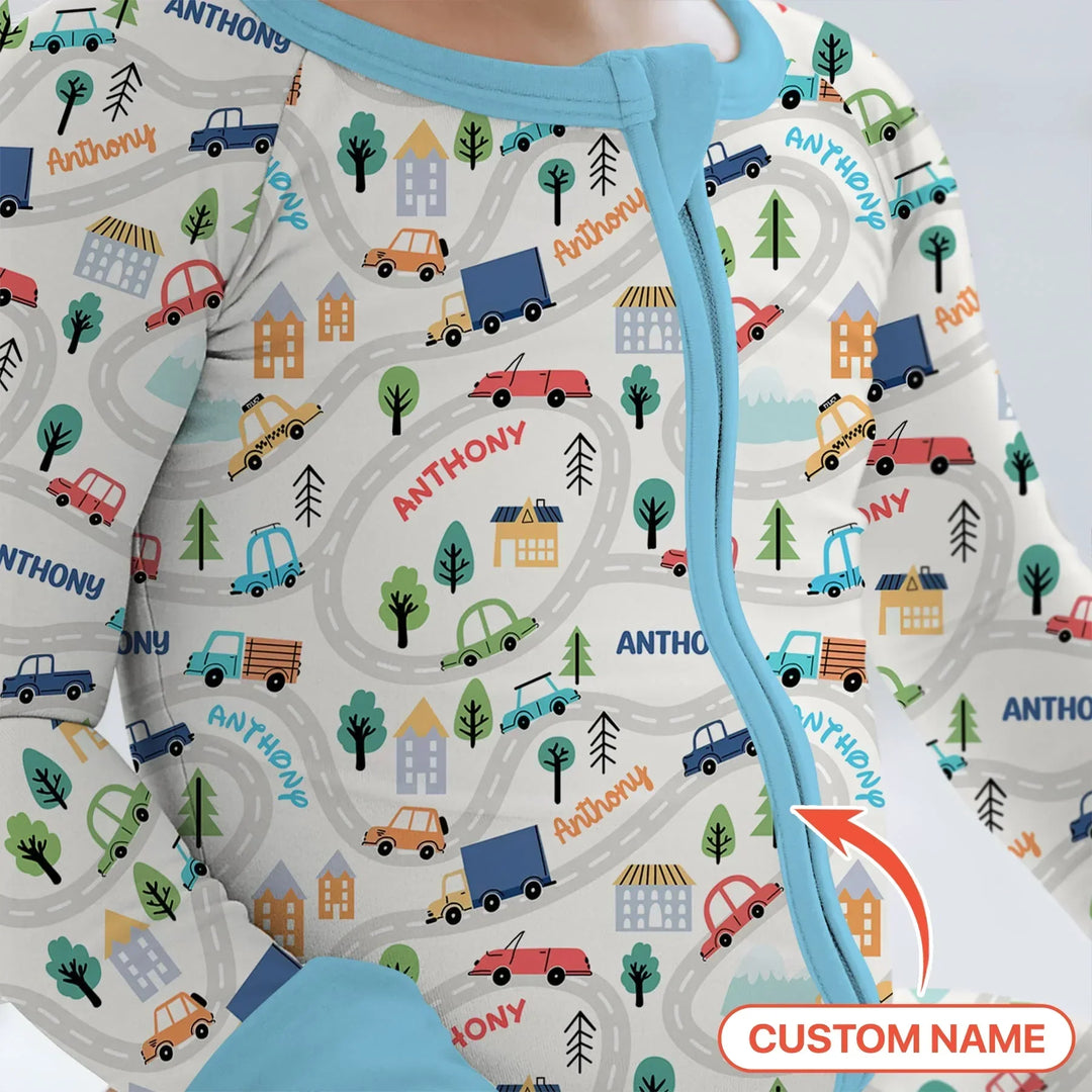 Custom Name Road Map Bamboo Convertible Zippy