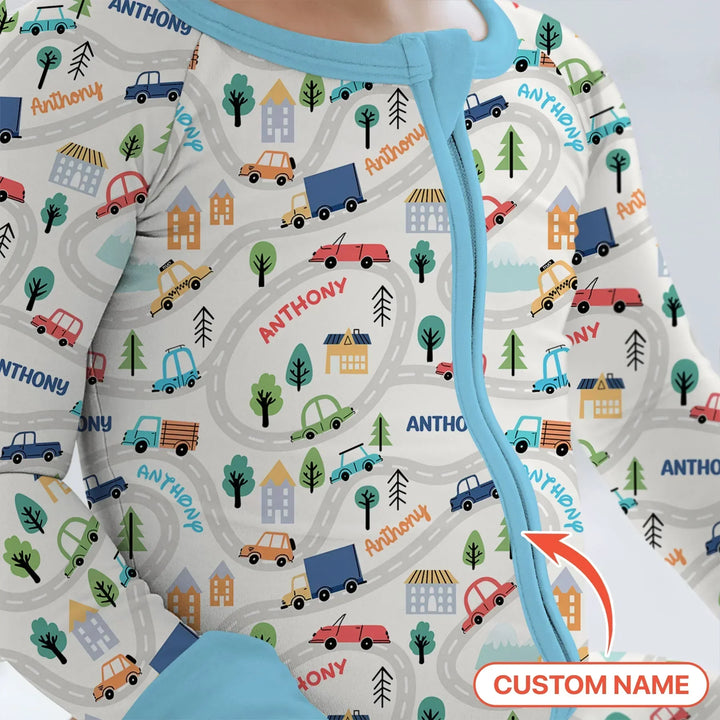 Custom Name Road Map Bamboo Convertible Zippy