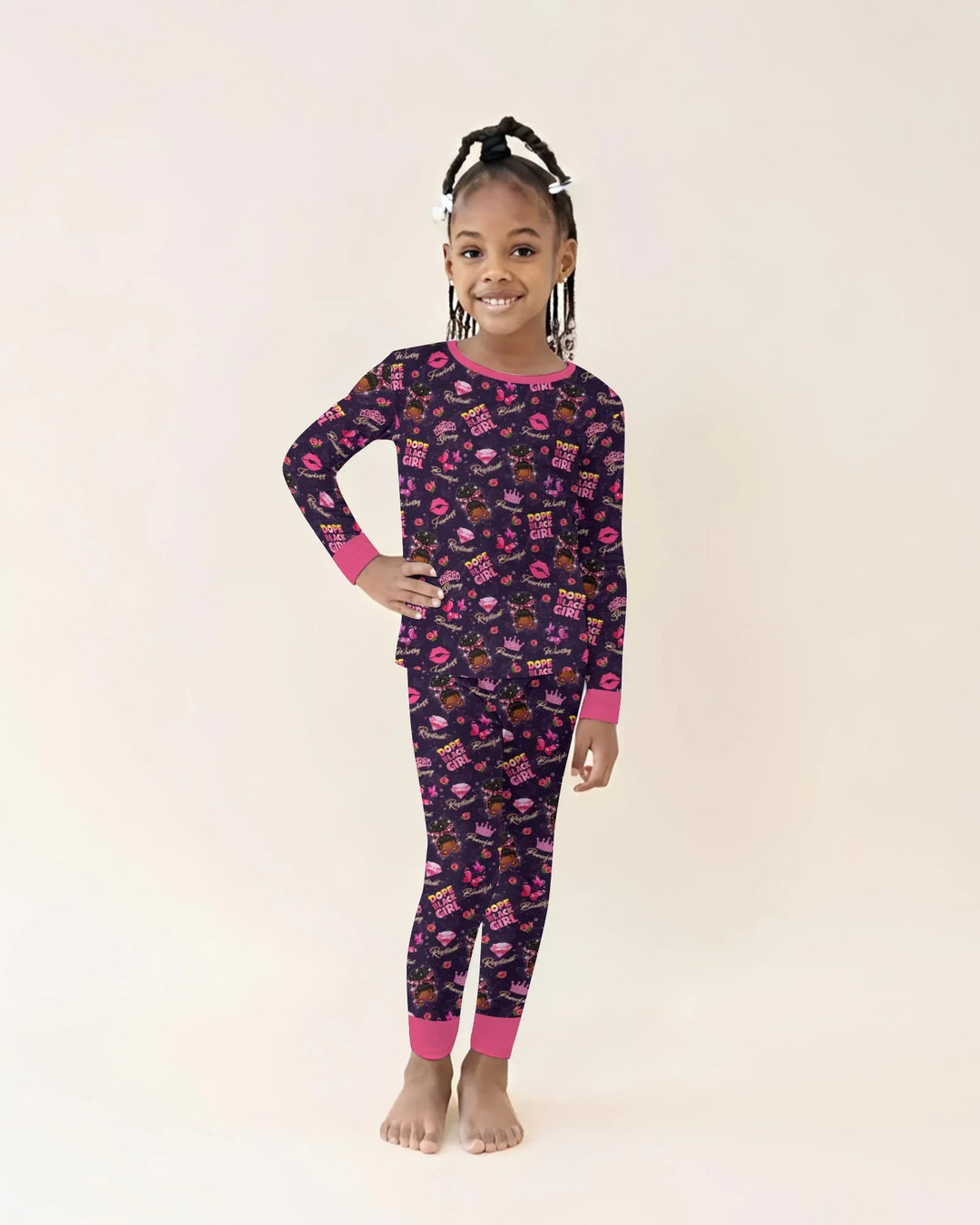 Dope Black Queen Bamboo Two Piece Long Sleeve Pajama Set