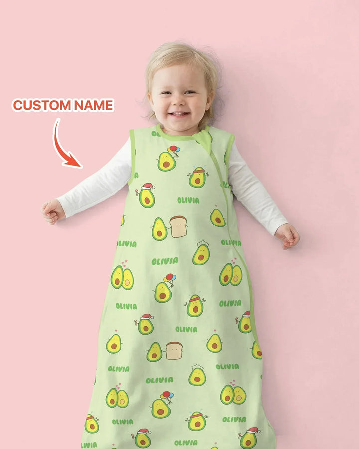 Custom Name Cute Avocado Bamboo Sleep Bag
