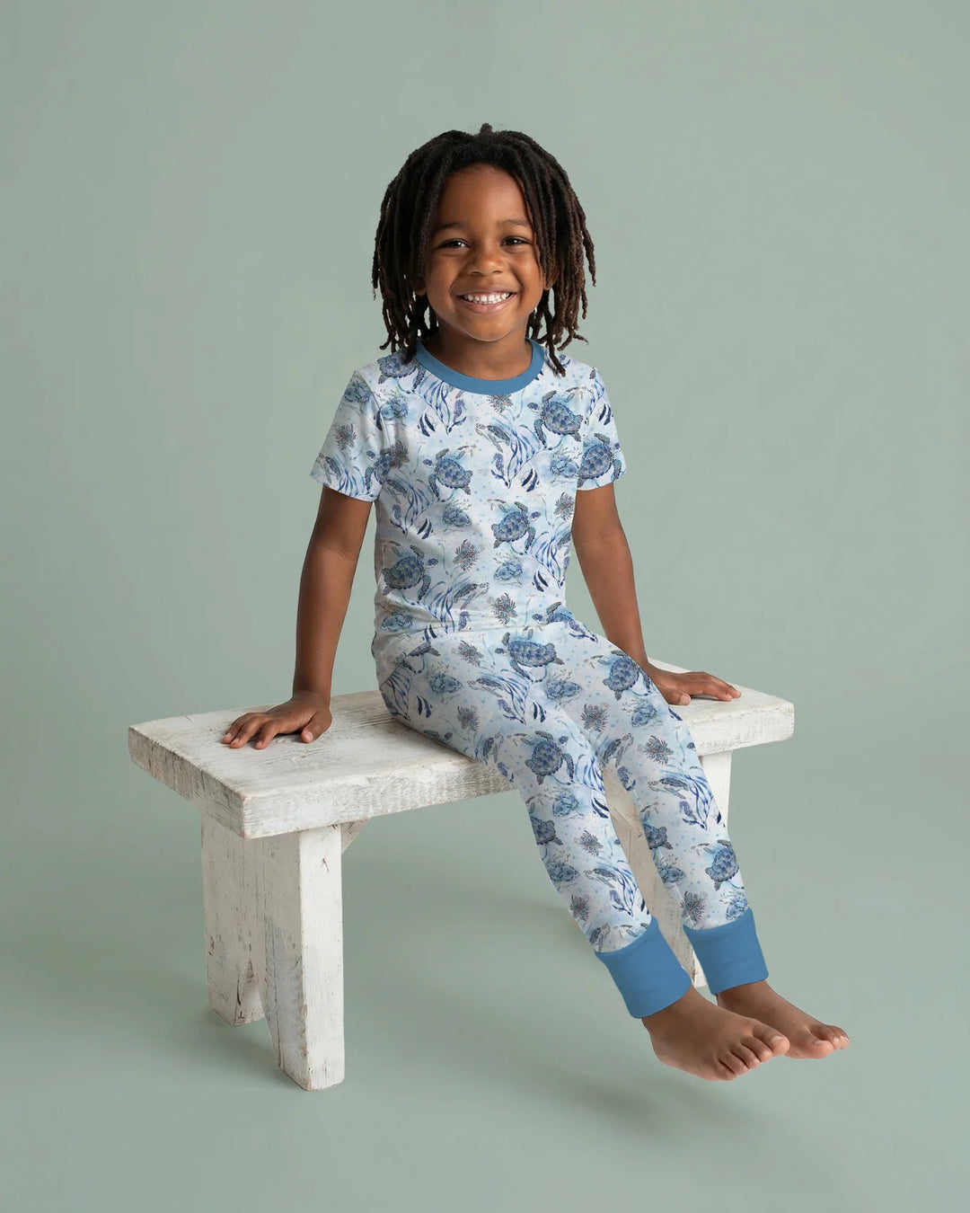 Little Turtles Family Matching Bamboo Two Piece Short Sleeve Pajama Set