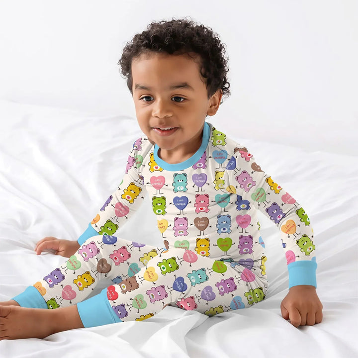 Rainbow Bears Affirmation Bamboo Two Piece Long Sleeve Pajama Set