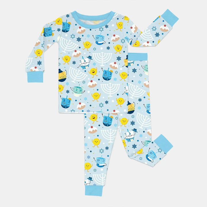 Hanukkah Little Dreidel Family Bamboo Two Piece Long Sleeve Pajama Set