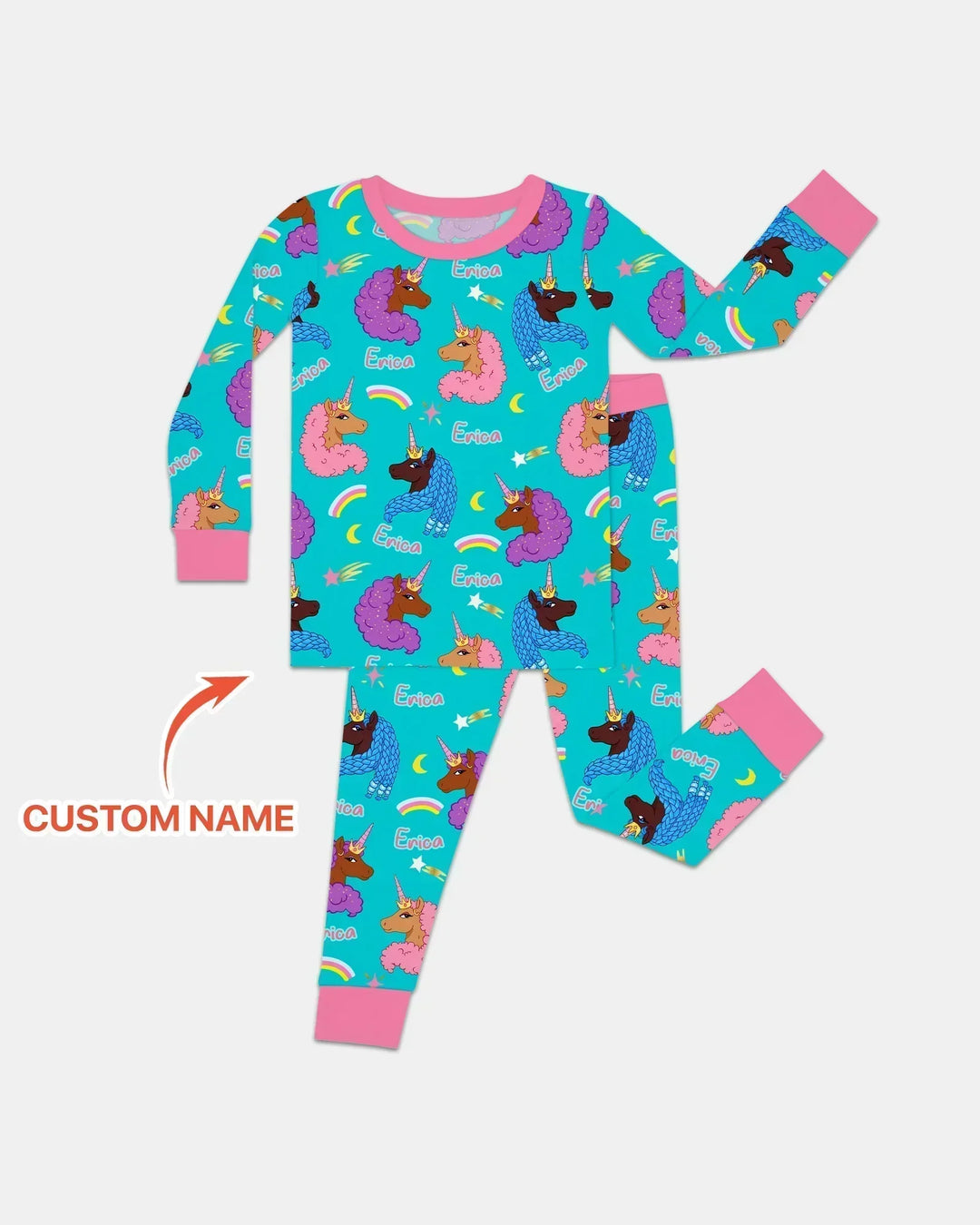 African Astro Unicorn Bamboo Two Piece Long Sleeve Pajama Set