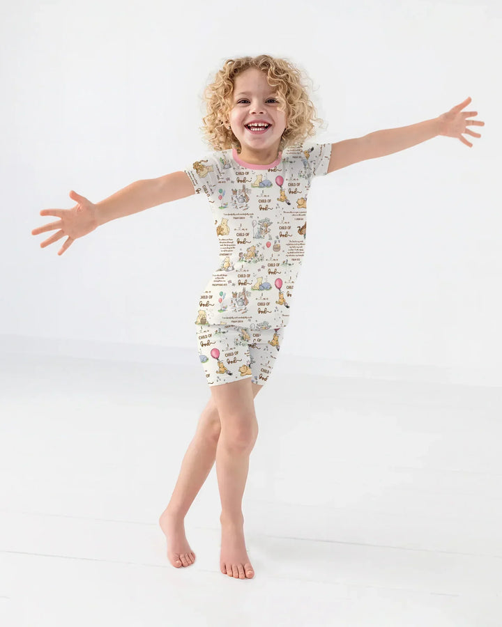 Child of God Whimsy Woodland Bamboo Two Piece Short Sleeve Shorts Pajama Set