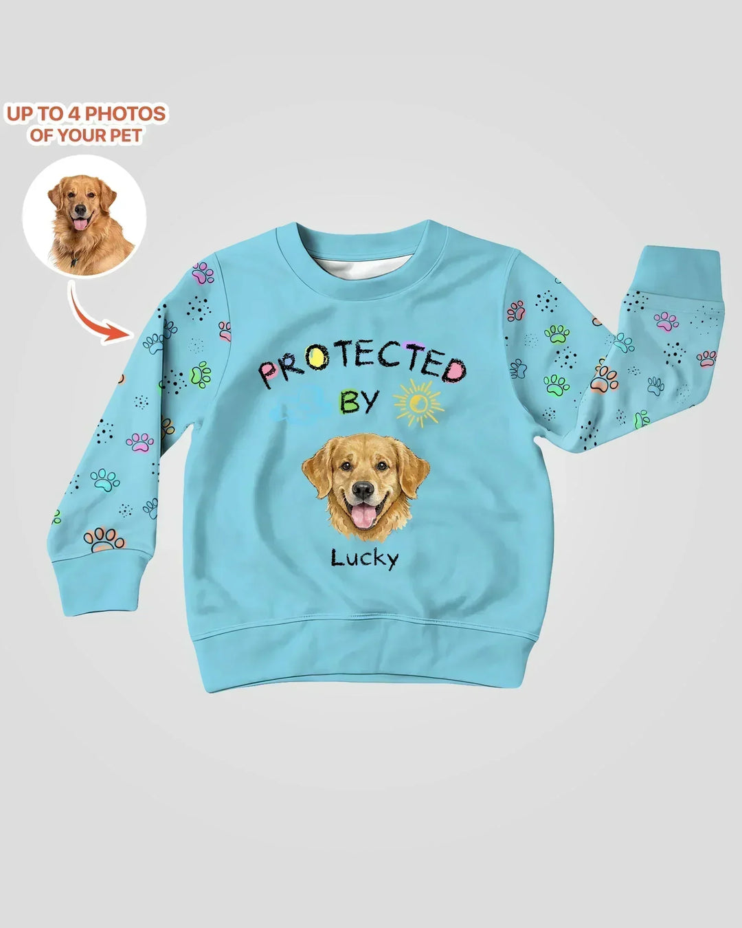 Custom Photo Crayon "Protected By" Bamboo Crewneck Sweatshirt
