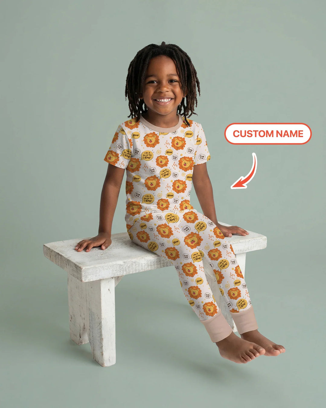 I Am A Son Of The King Custom Name Two Piece Short Sleeve Pajama Set