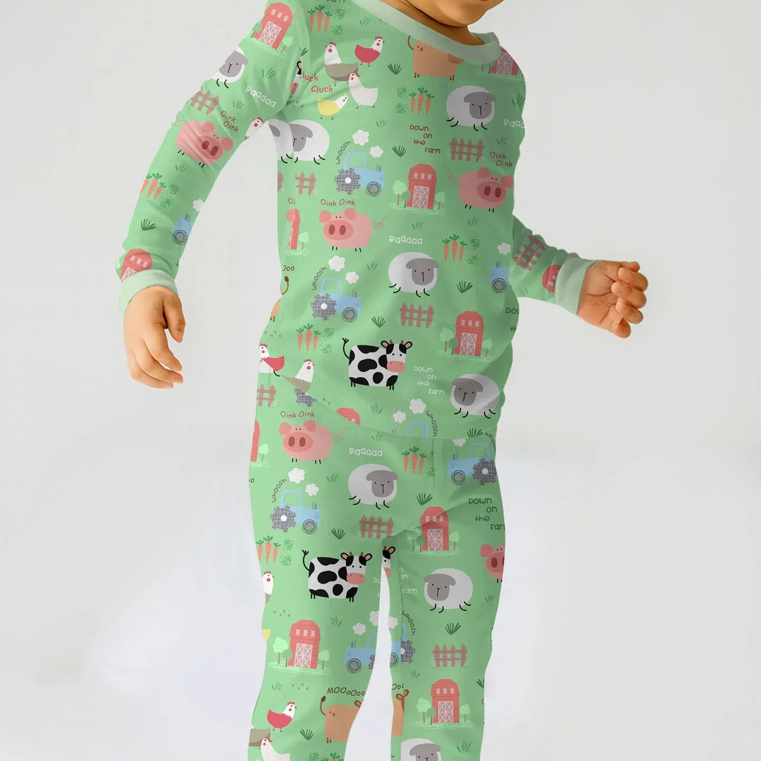 Farm Yard Bamboo Two Piece Long Sleeve Pajama Set
