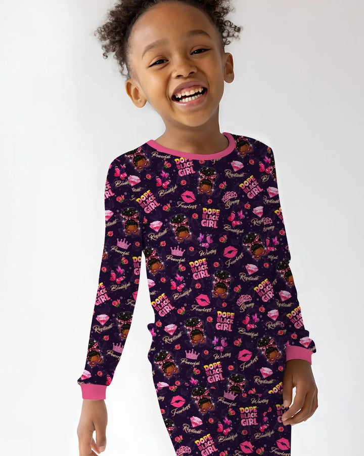 Dope Black Queen Bamboo Two Piece Long Sleeve Pajama Set