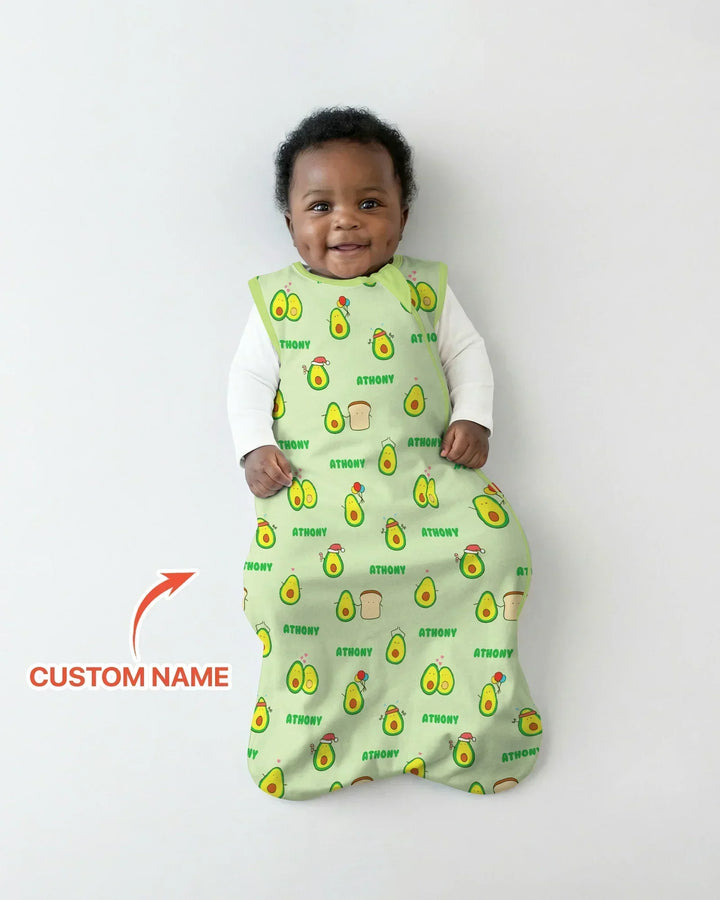 Custom Name Cute Avocado Bamboo Sleep Bag