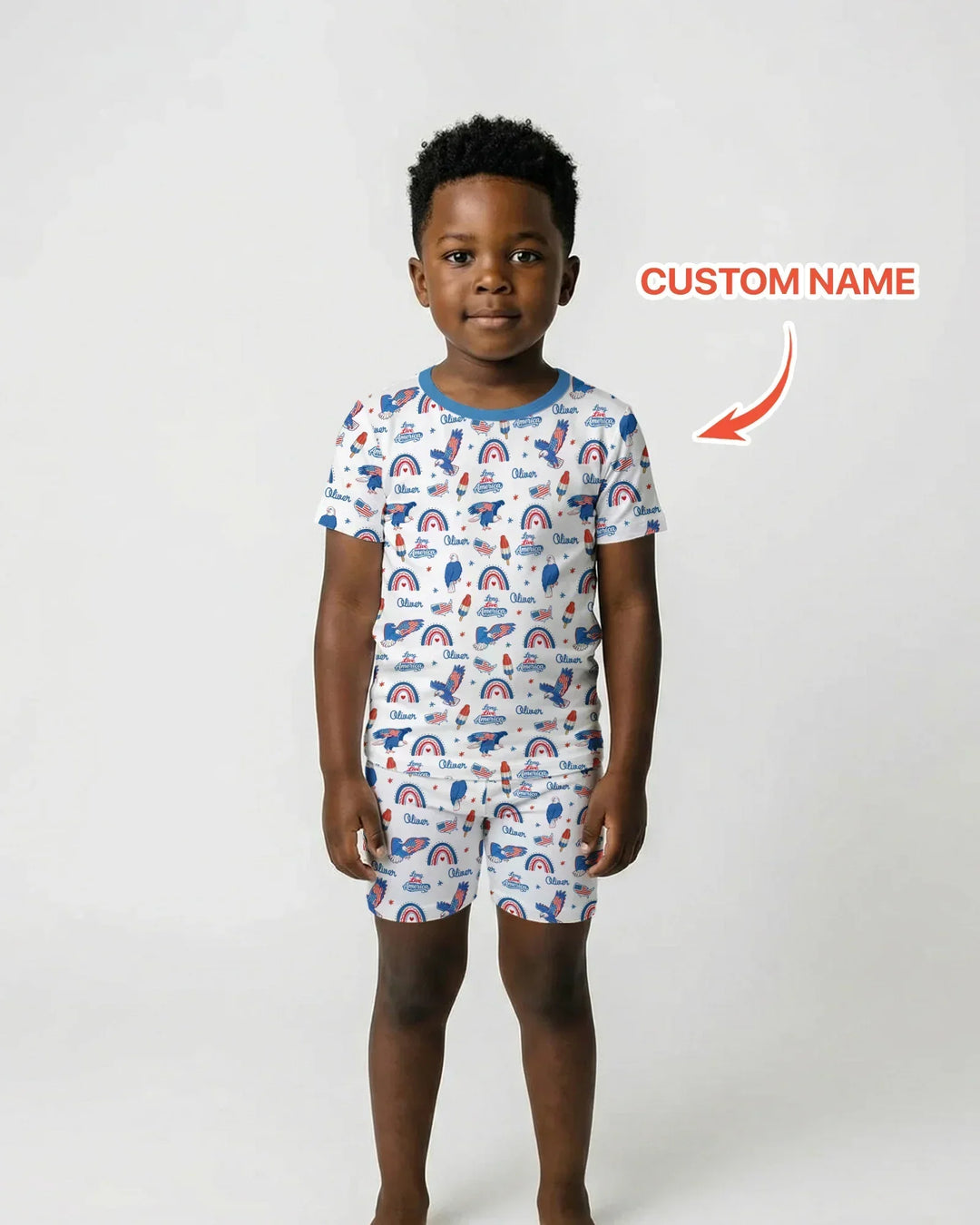 Long Live America Bamboo Two Piece Short Sleeve Shorts Pajama Set