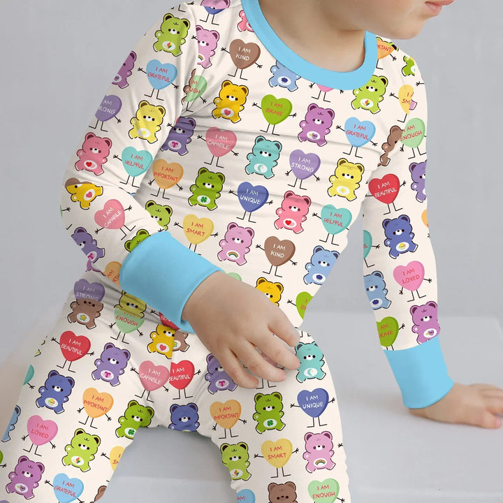 Rainbow Bears Affirmation Bamboo Two Piece Long Sleeve Pajama Set