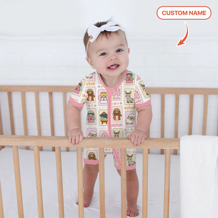 Custom Name Christmas Nativity Bamboo Shorty Zippy