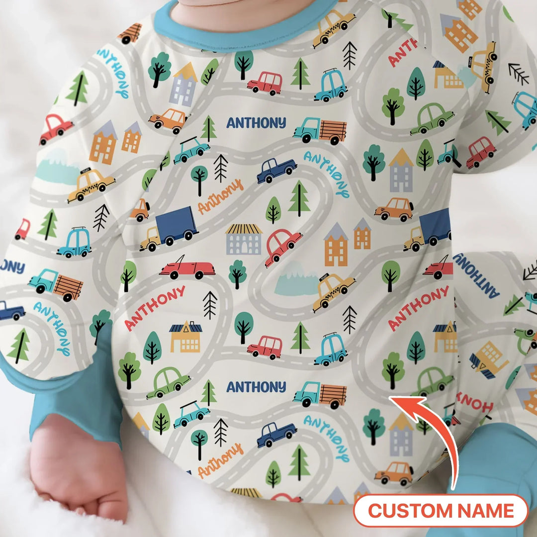 Custom Name Road Map Bamboo Convertible Zippy