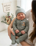 Personalized Teddy Bear Embroidered Ribbed Bamboo Welcome Home Bundle