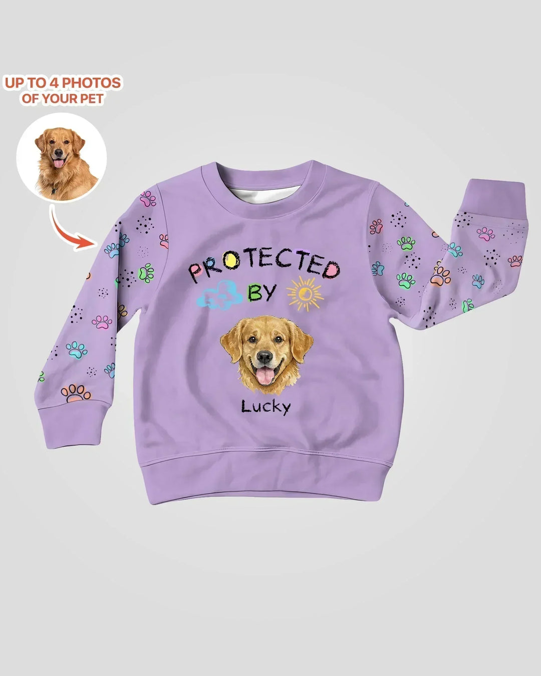 Custom Photo Crayon "Protected By" Bamboo Crewneck Sweatshirt