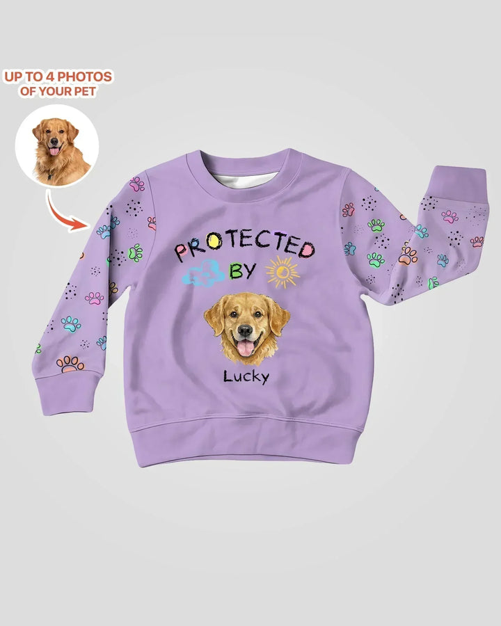 Custom Photo Crayon "Protected By" Bamboo Crewneck Sweatshirt
