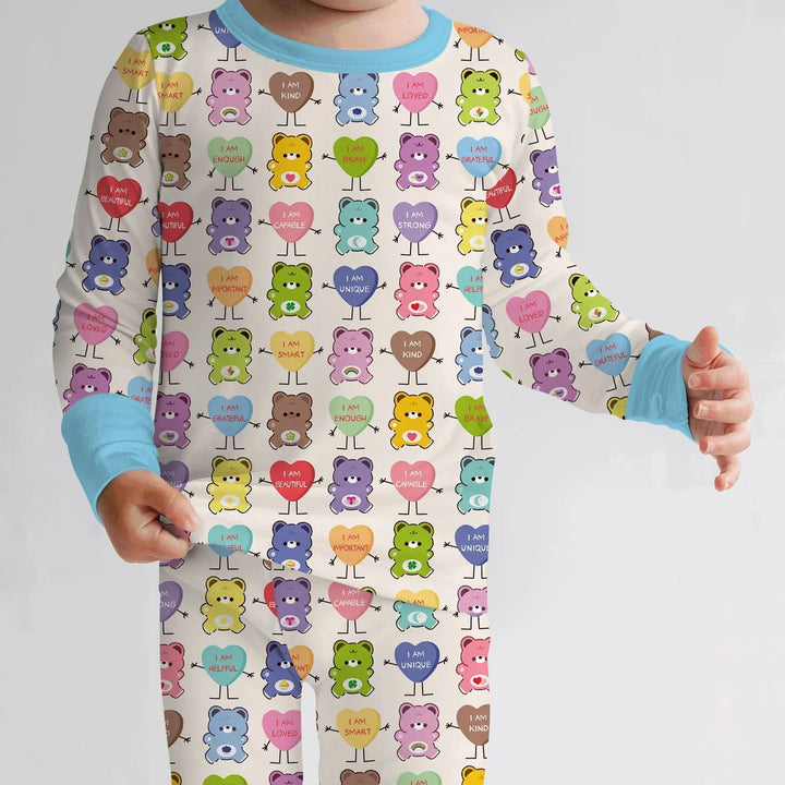 Rainbow Bears Affirmation Bamboo Two Piece Long Sleeve Pajama Set