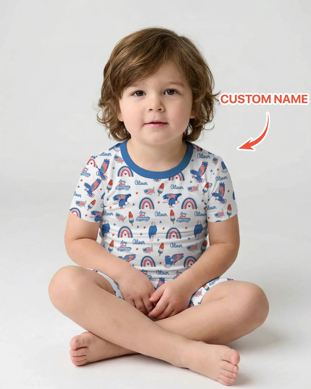 Long Live America Bamboo Two Piece Short Sleeve Shorts Pajama Set