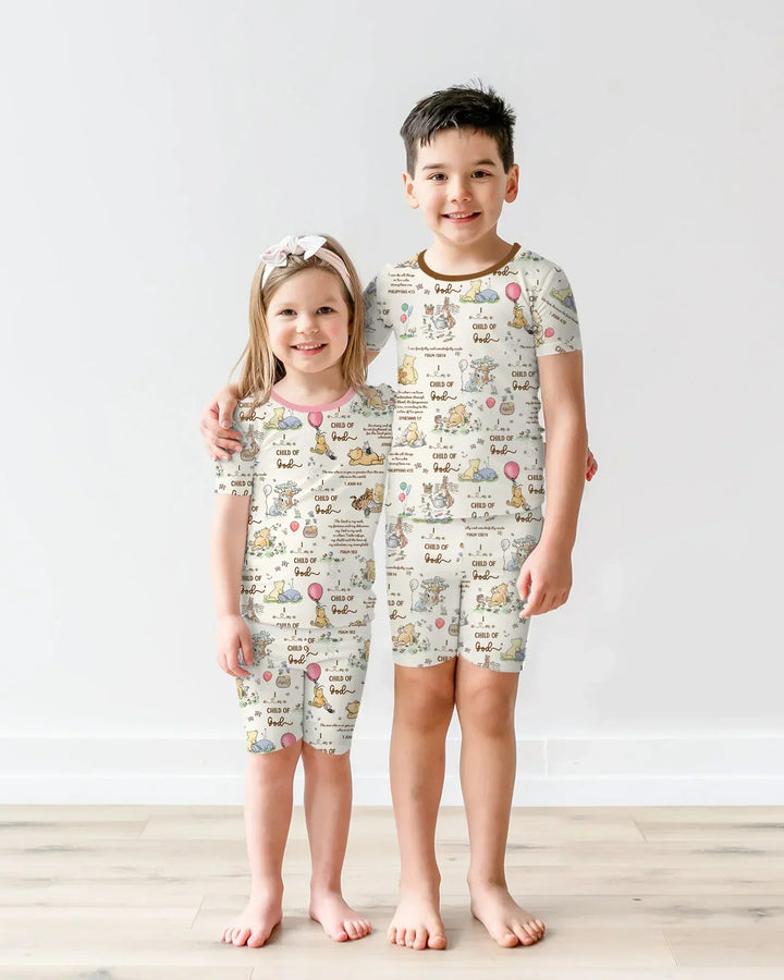 Child of God Whimsy Woodland Bamboo Two Piece Short Sleeve Shorts Pajama Set