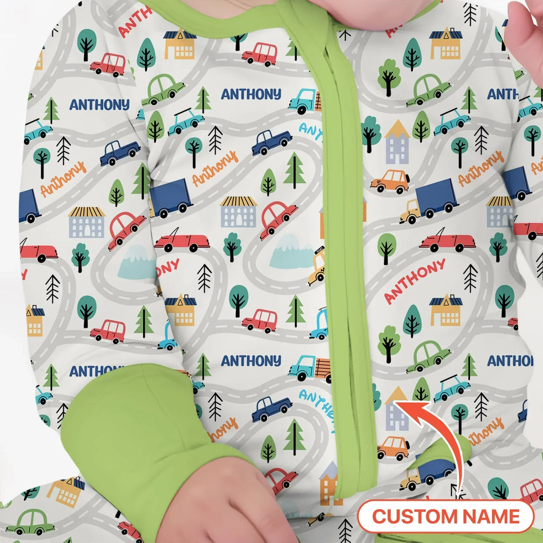 Custom Name Road Map Bamboo Convertible Zippy