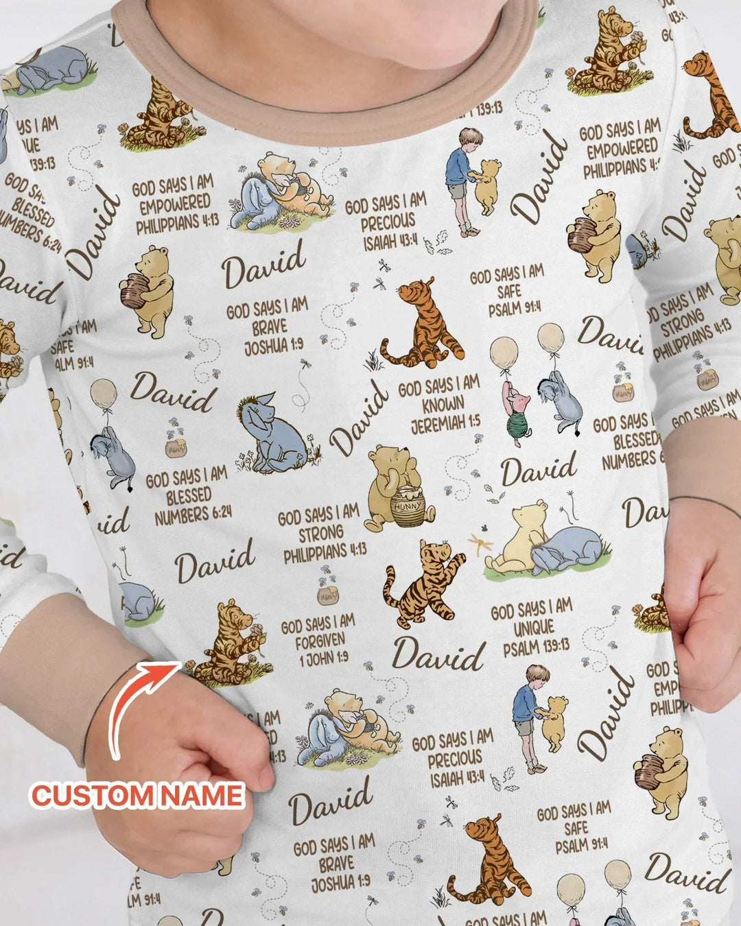 Custom Name God Says I Am Classic Bear Bamboo Two Piece Long Sleeve Pajama Set