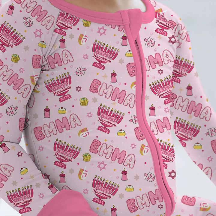 Custom name Happy Hanukkah 2025 Bamboo Convertible Zippy
