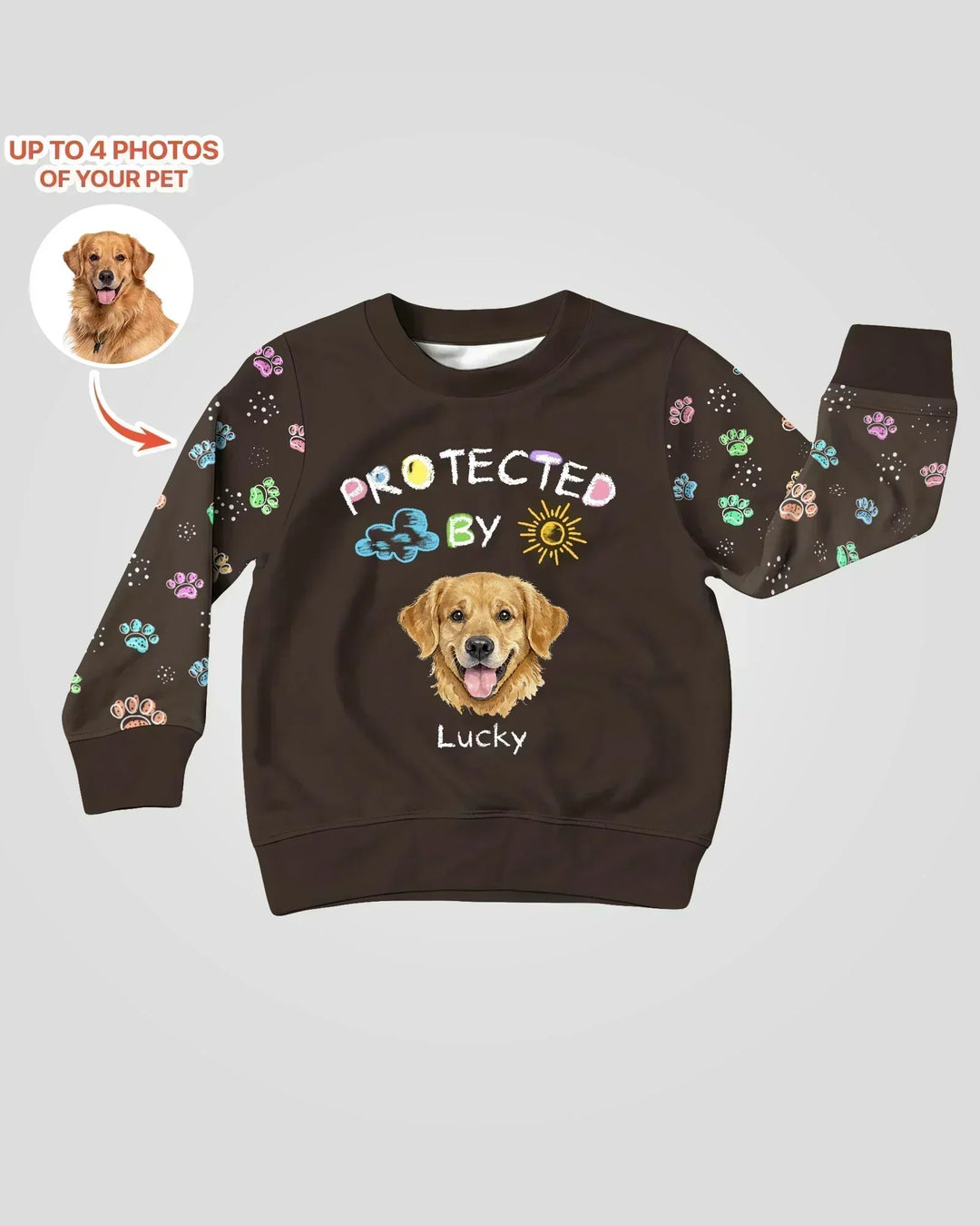 Custom Photo Crayon "Protected By" Bamboo Crewneck Sweatshirt