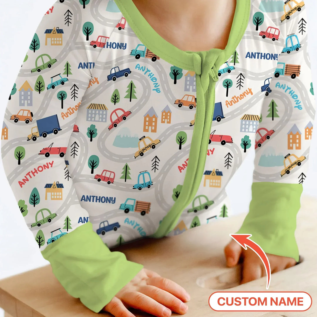 Custom Name Road Map Bamboo Convertible Zippy