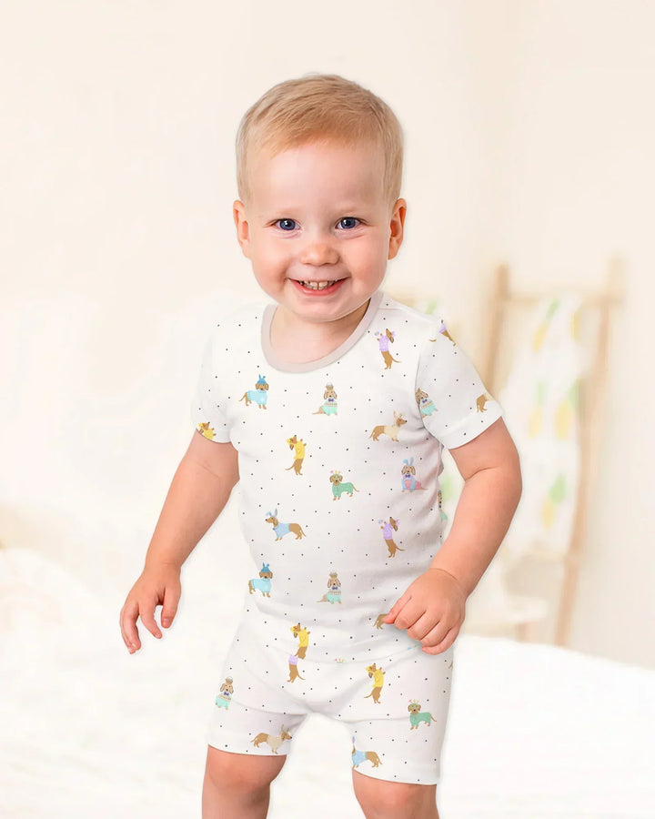 Easter Dachshund Bamboo Two Piece Short Sleeve Shorts Pajama Set