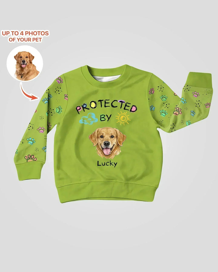 Custom Photo Crayon "Protected By" Bamboo Crewneck Sweatshirt