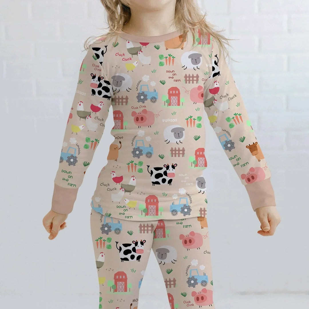 Farm Yard Bamboo Two Piece Long Sleeve Pajama Set