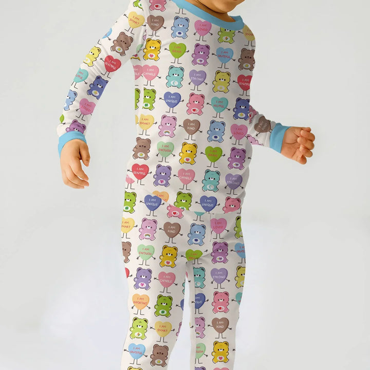 Rainbow Bears Affirmation Bamboo Two Piece Long Sleeve Pajama Set