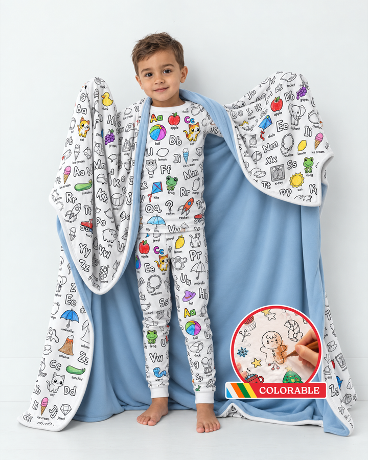 All Colorable Alphabet Bamboo Blanket