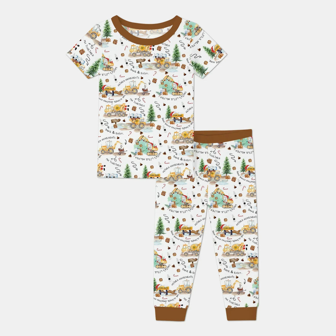 Construction Christmas Cookie Bamboo Two Piece Short Sleeve Pajama Set