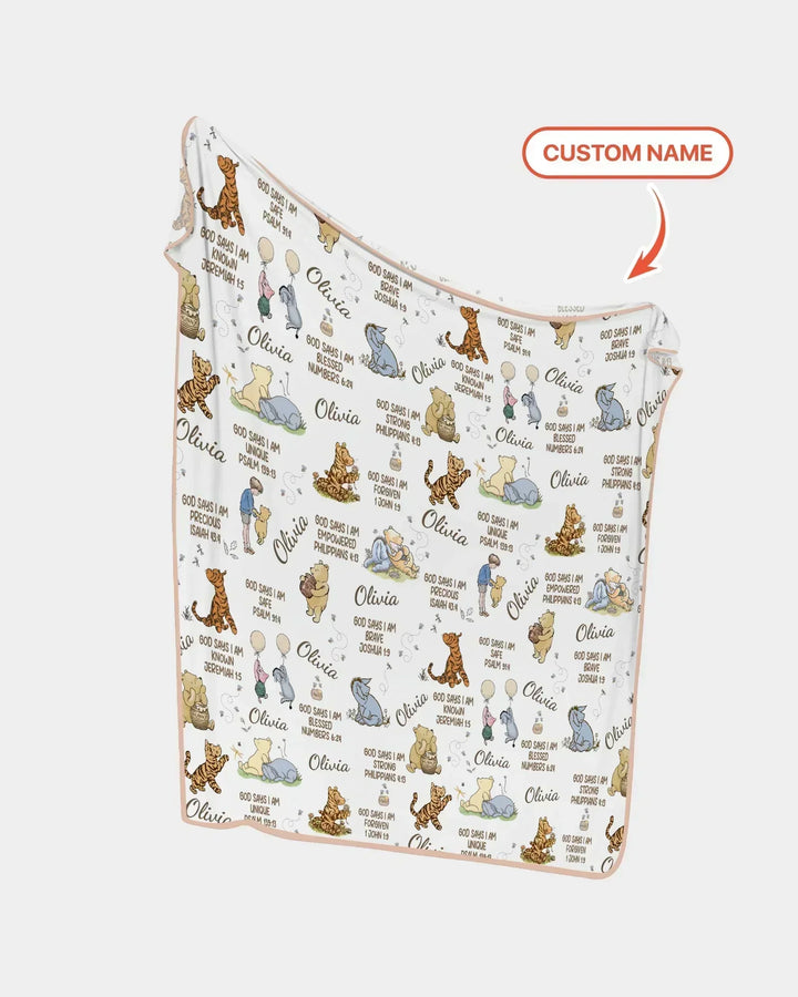 Custom Name God Says I Am Classic Bear Bamboo Blanket
