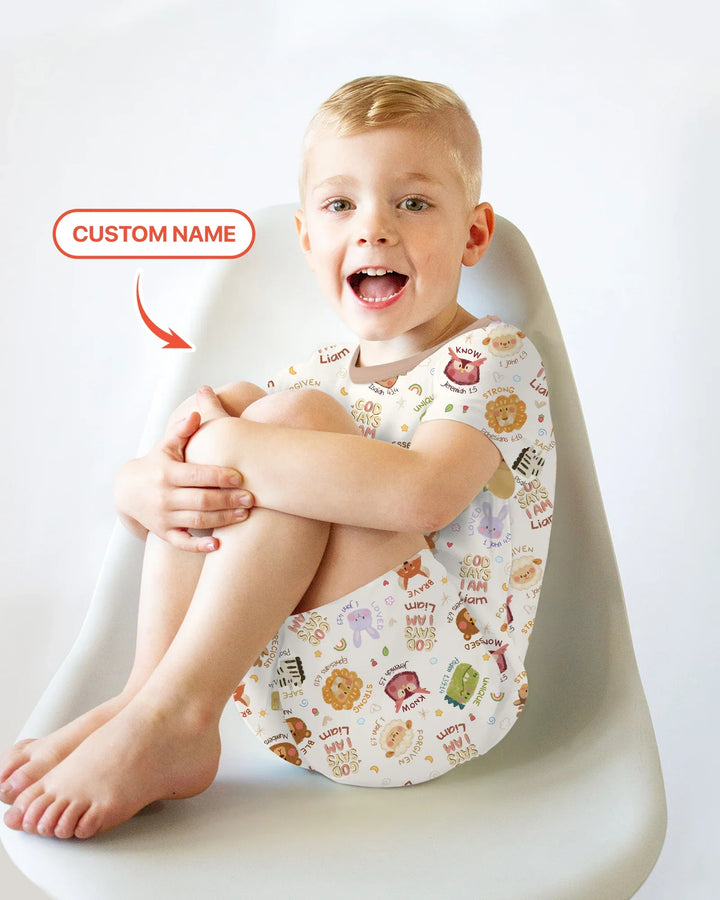 God Says I Am — Little Flock Custom Name Two Piece Short Sleeve Shorts Pajama Set