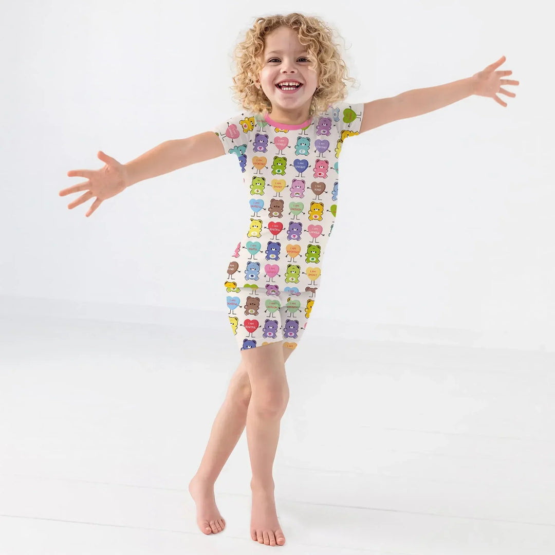Rainbow Bears Affirmation Bamboo Two Piece Short Sleeve Shorts Pajama Set