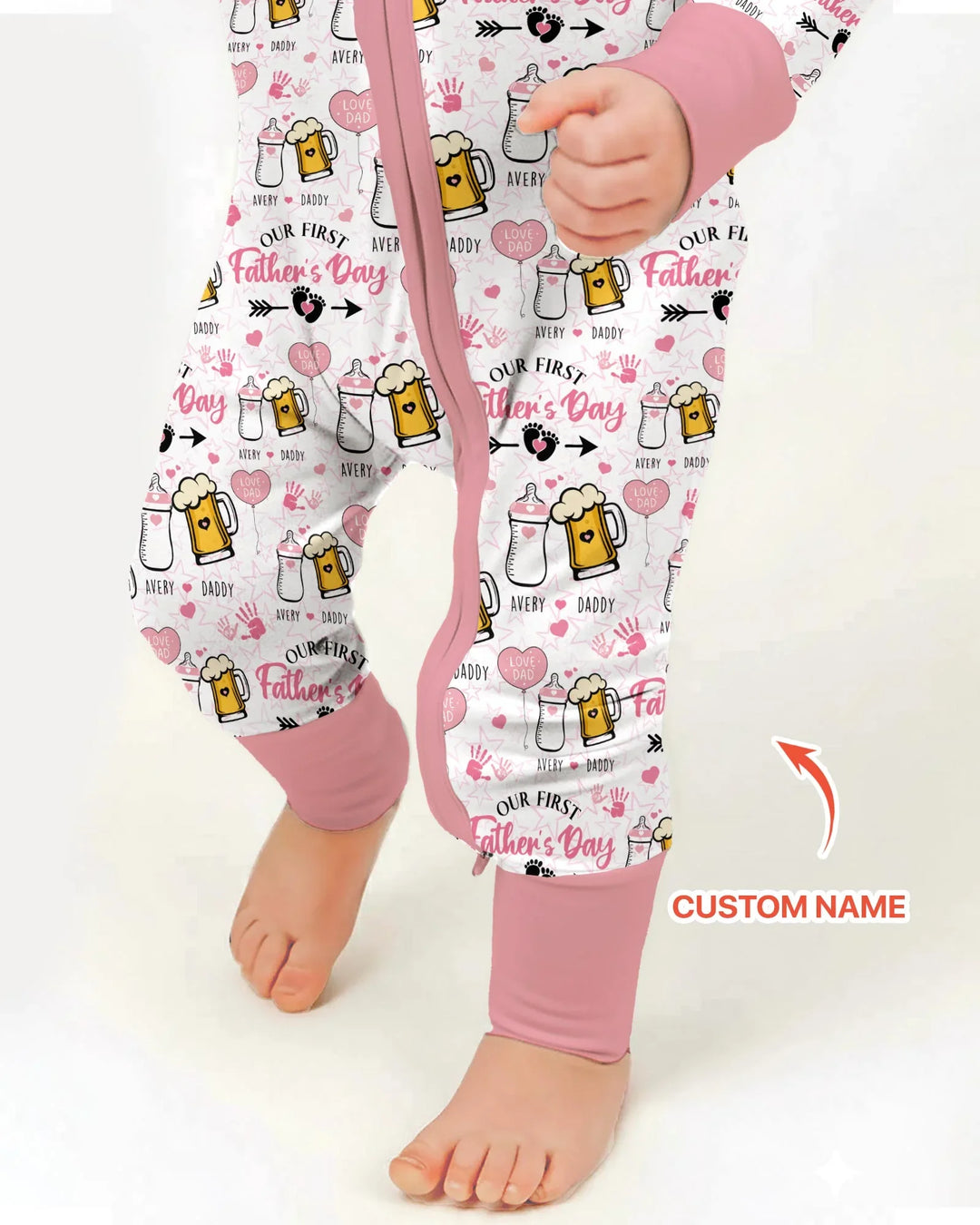 Custom Name First Father's Day Drink Bamboo Convertible Zippy