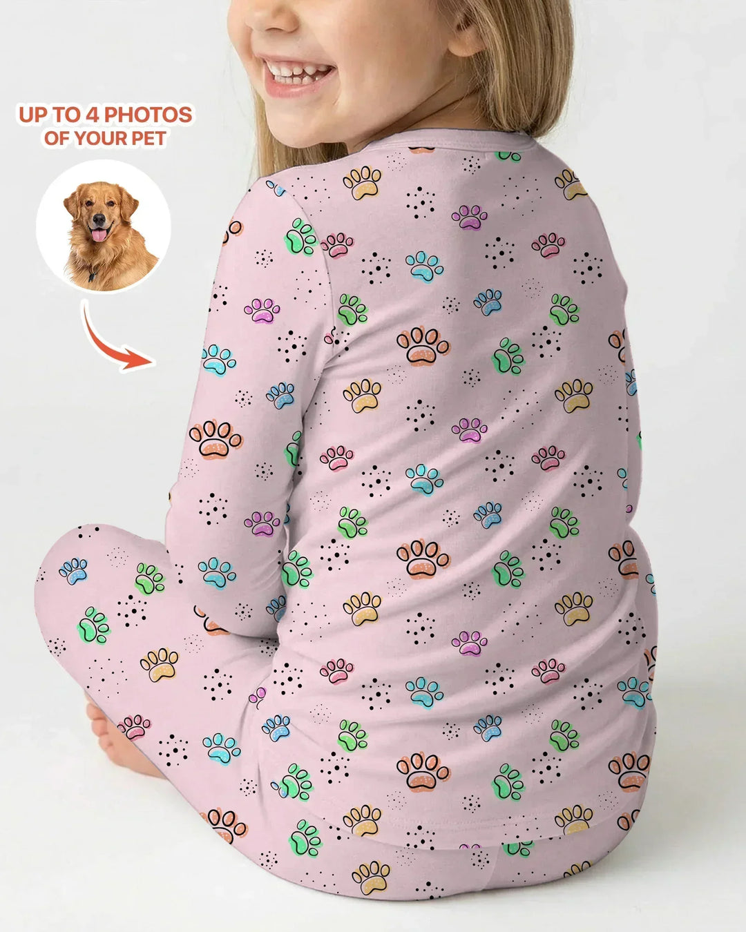 Custom Photo Crayon "Protected By" Bamboo Two Piece Long Sleeve Pajama Set