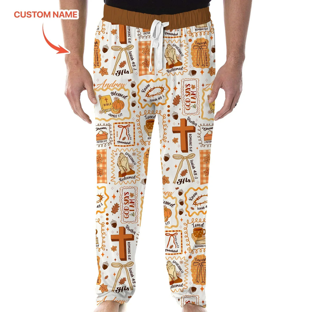 Custom Name I Am Thankful For Jesus Men's Pajama Set , Custom Name I Am Thankful For Jesus Men's Pajama Set - Only Shirt / XS