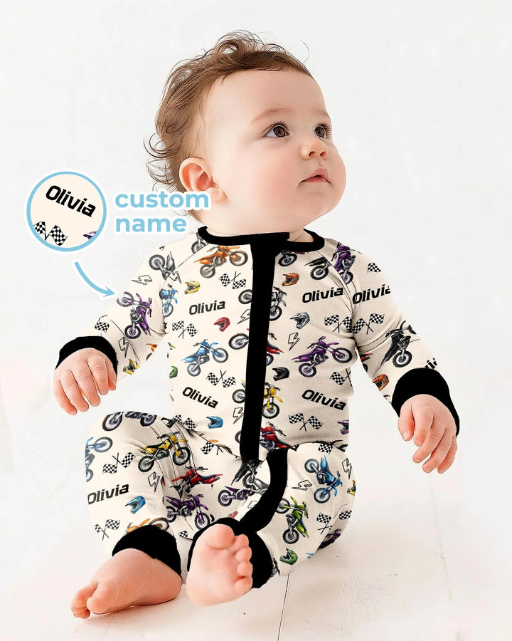 Custom Name Little Dirt Bike Rider Bamboo Convertible Zippy