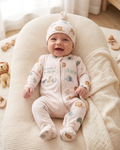 Little Safari Friends Embroidered Bamboo Zipper Footie